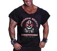 Muscle Alive Hombres Culturismo Entrenamiento Superior de Trapo de algodón Terry Ma Negro L