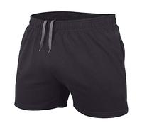 Muscle Alive Hombres Culturismo Gimnasio Rutina de Ejercicio Pantalones Cortos Terry Algodón 5 Inseam PLN-Negro L