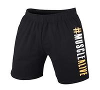 Muscle Alive Hombres Culturismo Gimnasio Rutina de Ejercicio Pantalones Cortos Terry Algodón 7 Inseam MA New-Negro M
