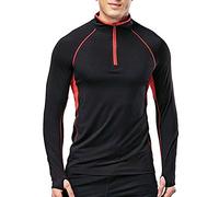 Muscle Alive Hombres Trimestr Cremallera Corriendo Activo Playeras Rutina de Ejercicio Negro L