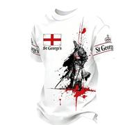 Muscle Camiseta ligera y transpirable de manga corta para correr fitness golf tenis trabajo grandes tallas 3D impresa bandera Inglaterra St Georges para hombre San Jorges Day, blanco, XL