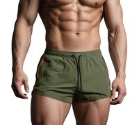 Muscle Cmdr Pantalones Cortos Deportivos para Hombre, Pantalones Cortos para Entrenamiento de Gimnasia,Ligeros De Secado Rápido.con Bolsillos de Cremallera Verde M