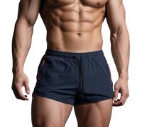 Muscle Cmdr Pantalones Cortos Deportivos para Hombre, Pantalones Cortos para Entrenamiento de Gimnasia,Ligeros De Secado Rápido.con Bolsillos de Cremallera Azul M