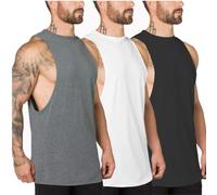 Muscle Killer 3 Pack Men's Muscle Cut Off Gym Workout Stringer Tank Tops Bodybuilding Fitness T-Shirts (l, Regular, Black+Gray+White)