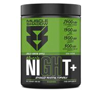 Muscle Shadow Night+ Suplemento Nocturno 400 g Manzana Verde | Descanso y Recuperación Muscular | Glutamina Kyowa® · Ashwagandha KSM-66® · GABA · Melatonina | Sin Azúcar.