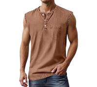 Muscle Shirt Herren Summer Tops Casual Ärmloses Tanktop mit Knopfleiste für den Sommerstrand bequem und atmungsaktiv Basic