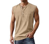 Muscle Shirt Herren Summer Tops Casual Ärmloses Tanktop mit Knopfleiste für den Sommerstrand bequem und atmungsaktiv Basic