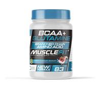Musclefit BCAA + Glutamina Polvo Ratio 2:1:1-500g (83 Dosis), Sabor Frutos del Bosque - Aminoácidos Ramificados con L-Glutamina Kyowa - Recuperación Muscular y Rendimiento - Incluye dosifcador