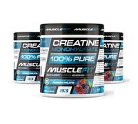 MuscleFit Creatina Monohidrato Micronizada Sabor Frutos del Bosque 3 x 300g | 300 Dosis (Hasta 9 Meses) | 100% Pura | Creatina Micronizada para Mujeres y Hombres | Fácil Disolución Con Dosficador