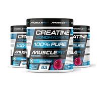 MuscleFit Creatina Monohidrato Micronizada Sabor Piruleta 3 x 300g | 300 Dosis (Hasta 9 Meses) | 100% Pura | Creatina Micronizada para Mujeres y Hombres | Fácil Disolución Con Dosficador