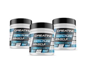 MuscleFit Creatina Monohidrato Micronizada Sin Sabor 3x300g (900g Total) | 300 Dosis (Hasta 9 Meses) | 100% Pura | Creatina Micronizada para Mujeres y Hombres | Fácil Disolución Con Dosficador