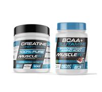 MuscleFit Pack Glutamina + BCAA´s Frutas del bosque 500g + Creatina Monohidrato 300g + Shaker