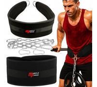 MuscleForge Cinturon Lastre Dominadas con Cadena 80cm - Soporta 240kg | Dip Belt y Cinturón Ruso de Pesas para Gimnasio | para Hombre, Musculación & Crossfit