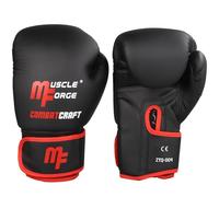 MuscleForge Guantes de Boxeo 12 Oz - Guantes de Boxeo Hombre y Mujer, Sparring y Entrenamiento, Saco de Boxeo, Kick Boxing y Muay Thai - Cuero PU Premium, Ventilación y Cierre con Correa Ajustable