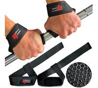 MuscleForge Straps de Gym para Hombre y Mujer - Correas Levantamiento Powerlifting - Lifting Straps, Agarraderas Gimnasio Negro 60cm - Muñequeras Gym Deportivas Fitness