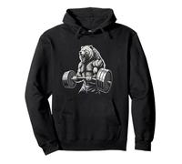 Muscular Teddy Bear Powerlifting Funny Gym Workout Barbell Sudadera con Capucha