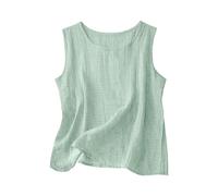 Musculosa Mujer Mezcla Algodón Lino, Cuello Redondo Sin Mangas Corte Amplio, Top Gasa Ligero Casual Playa Vacaciones Tallas Grandes(Light Green,5XL)