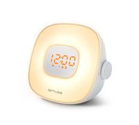 Muse Radio despertador ML198CR – Luz regulable, FM, doble alarma, sonidos naturales – Blanco