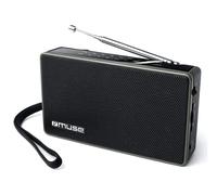 Muse Radio portátil M-030R – Analógica AM/FM MW, alimentación AA/DC Negra
