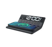 Muse M-168WI / Reloj + Cargador DE INDUCCIÓN. Reloj Digital con Display Grande. Alarma, Carga por inducción, Funcion Siesta, dimer y Snooze. Color Negro