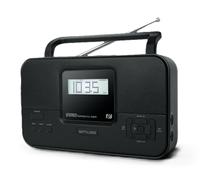Muse Radio portátil M-087 MB – FM/AM PLL, 20 presintonías, reloj, entrada auxiliar
