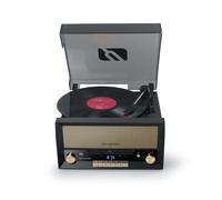 Muse MT-110 B - Micro Sistema CD y radio con Giradiscos Muse tres velocidades, bluetooth, USB y lector de tarjetas SD, caja madera, negro