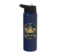 Musée du Louvre París Francia Noche Stainless Steel Insulated Water Bottle