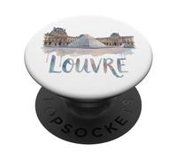 Musée du Louvre Pirámide Acuarela Exterior París Francia PopSockets PopGrip Adhesivo