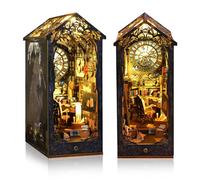 MUSEGDN Kit de rincón de libros en miniatura con luces LED - Modelo 3D de madera de casa de muñecas de juguete para adultos y adolescentes, construcción de mini casa de muñecas, sujetalibros,