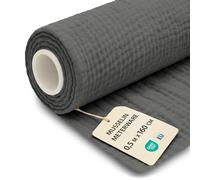 Muselina de Algodon por Metros Tela Ligera 0,5 M x 160 cm - Tejido Suave Transpirable para Coser Manta Camino de Mesa Vestido Verano Accesorios Bebé Oeko Tex Gris Oscuro