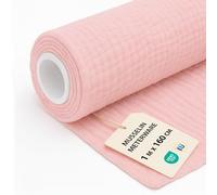 Muselina de Algodon por Metros Tela Ligera 1 M x 160 cm - Tejido Suave Transpirable para Coser Manta Camino de Mesa Vestido Verano Accesorios Bebé Oeko Tex Rosa