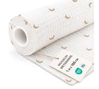 Muselina de Algodon por Metros Tela Ligera 1 M x 160 cm - Tejido Suave Transpirable para Coser Manta Camino de Mesa Vestido Verano Accesorios Bebé Oeko Tex Luz de luna