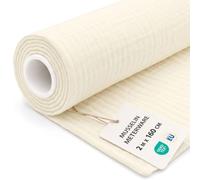 Muselina de Algodon por Metros Tela Ligera 2 M x 160 cm - Tejido Suave Transpirable para Coser Manta Camino de Mesa Vestido Verano Accesorios Bebé Oeko Tex Color marfil