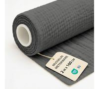 Muselina de Algodon por Metros Tela Ligera 2 M x 160 cm - Tejido Suave Transpirable para Coser Manta Camino de Mesa Vestido Verano Accesorios Bebé Oeko Tex Gris Oscuro