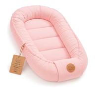 Nido bebé recién nacido 90x50 cm - capullo de colecho reductor cuna algodón cuco ideal para góndola moisés y viaje perfecto para niños y niñas Rosa empolvado Muselina C