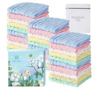 Muselinas Bebe Algodon, Gasas Para Bebes, Cuadrados de Muselina Paños, Muselinas de Algodón Para Recién Nacidos Bebés, Toalla, Baño, Recien Nacido, 25x25 cm, Pack de 30 (Incluye Bolsa De Lavandería)