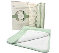 Muselinas Bebe Algodon Organico GOTS Salvababas Capazo Gasas Bebe Algodon | Pack de 3 muselinas con toalla absorbente, Muselina grande 60×30 cm, Paño para eructos, Protector de hombro para lactancia