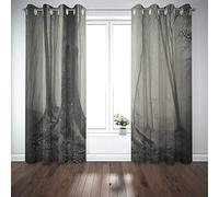 Musesh 2 paneles de cortinas de 52 x 84 pulgadas, cortinas opacas para ventana de bahía, cortinas de ventana grande, cortinas de fotos de árbol viejo, raíces grandes en sepia brumosa, un bosque para