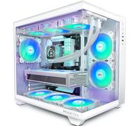MUSETEX ATX PC Case, 6 PWM ARGB Fans Pre-Installed, 360MM RAD Support, Type-C Gaming PC Case, 270° Full View Tempered Glass Mid Tower, Pure White ATX Computer Case,Y6