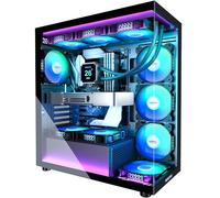 MUSETEX Caja PC ATX 7 Ventiladores PWM ARGB Pre-Instalados, Type-C Mid Tower Caja de Ordenador con Doble Cristal Templado Full View, Caja PC Gaming,Negro(K2)