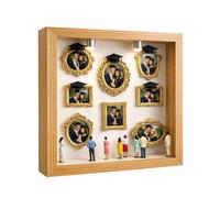 Museum Silhouette Box, Memory Display Case, Gold Tiny Picture Frame Set, Decorative Display with LED and Slots, Graduation Birthday Party Accessory, Wedding and Valentine Decor