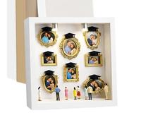 Museum Silhouette Box, Memory Display Case, Gold Tiny Picture Frame Set, Decorative Display with LED and Slots, Graduation Birthday Party Accessory, Wedding and Valentine Decor