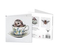 Museums & Galleries Emillie Ferris - Tarjetas de felicitación con diseño de erizo y abeja bordadas, 8 unidades, cuadradas, con sobres blancos