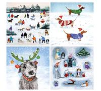 Museums & Galleries Paquete de 20 tarjetas de Navidad benéficas, diseños surtidos, 4 x 5 diseños de perros en la nieve, paquete múltiple de tarjetas de Navidad festivas, en ayuda de Macmillan Cancer