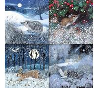 Museums & Galleries Paquete de 20 tarjetas de Navidad benéficas - varios diseños - tema de animales y campo por Lucy Grossmith - 4 x 5 escenas de vida silvestre nevada - Multipack festivo - en ayuda
