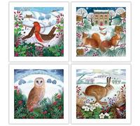 Museums & Galleries Paquete de 20 tarjetas de Navidad, diseños surtidos, escenas de invierno de animales de campo de 4 x 5 pulgadas, paquete múltiple de tarjetas de Navidad festivas, color blanco