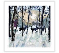 Museums & Galleries Paquete de 8 tarjetas de Navidad, diseño de ciervo en un bosque de invierno, paquete múltiple de tarjetas navideñas festivas