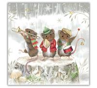 Museums & Galleries Paquete de 8 tarjetas navideñas de caridad, ratones musicales festivos en la nieve, paquete múltiple de tarjetas de felicitación premium con sobres, apoyo al cáncer de Macmillan