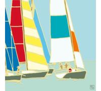 Museums & Galleries Tarjeta de cumpleaños para hombre, vibrante "Yacht Race" de Emily Burningham - Interior en blanco - Tarjeta de felicitación contemporánea con temática de velero para él