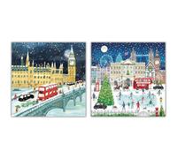 Museums & Galleries Tarjetas de Navidad benéficas, paquete de 12 unidades, diseños surtidos, 2 x 6 diseños de Londres en la nieve, paquete múltiple de tarjetas de Navidad festivas, In Aid of British